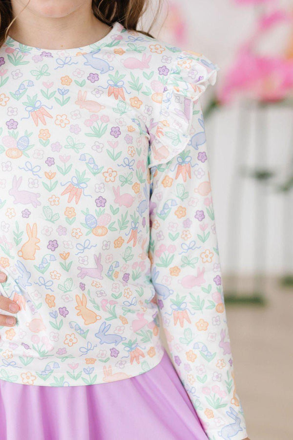 hoppy-easter-l-s-ruffle-tee Mila & Rose at Sophia's Style-Hoppy Easter L/S Ruffle Tee-6-12M-Ruffle Tee L/S-1